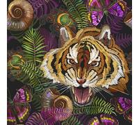 VaryFloral Animal Self Adhesive Wallpaper 30.5cmx300cm Black Contact Paper Tiger Floral Wallpaper Jungle Tropical Sticky Back Plastic Waterproof Sticky Vinyl Roll Kitchen Worktop Covering for Room