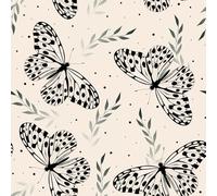 VaryFloral Beige Stick on Wallpaper 30.5cmx300cm Contact Paper Butterfly Adhesive Wallpaper Floral Vintage Self Adhesive Vinyl Watercolor Furniture Wrap Kitchen Vinyl Wrap for Worktop