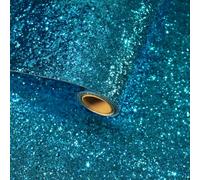 VaryFloral Blue Chunky Glitter Wallpaper 30cmx300cm Glitter Sequin Sparkle Wallpaper Blue Peel and Stick Wallpaper Vintage Luxury Sticky Back Plastic Glitter Vinyl Wrap for Furniture Bedroom Dresser