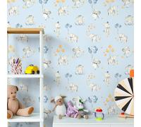 VaryFloral Blue Elephant Self Adhesive Wallpaper 30.5cmx300cm Childish Sticky Back Plastic Kids Wall Stickers for Bedrooms Vinyl Wrap for Furniture Waterproof Wall Decals Nursery Decor Room Decor