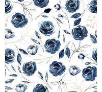 VaryFloral Blue Rose Floral Self Adhesive Wallpaper 30.5cmx300cm White Contact Paper Watercolor Feature Wallpaper Self Adhesive Vinyl Roll Vintage Waterproof Vinyl Wrap for Furniture Room Cabinet