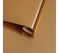 VaryFloral Brushed Gold Self Adhesive Wallpaper 30cmx300cm Sticky Back Plastic Metallic Stainless Steel Contact Paper Waterproof Luxury Wall Paper Roll Vinyl Wrap for Kitchen Cupboards Refrigerator