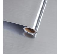 VaryFloral Brushed Silver Peel and Stick Wallpaper 30cmx300cm Metallic Contact Paper Stainless Steel Sticky Back Plastic Waterproof Luxury Wallpaper Vinyl Wrap for Kitchen Cupboards Refrigerator