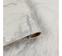 VaryFloral Marble Effect Self Adhesive Wallpaper 30cmx300cm Matte Stick on Wallpaper Silver Beige Sticky Back Plastic Roll Thickened Texture Worktop Vinyl Covering for Cabinet Drawer Room Furniture