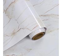 VaryFloral Marble Effect Self Adhesive Wallpaper 30cmx300cm White Peel and Stick Wallpaper Brown Marble Vein Contact Paper Thickened Worktop Vinyl Covering Vinyl Wrap for Furniture Bedroom Cabinet