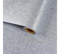 VaryFloral Silver Peel and Stick Wallpaper 30cmx300cm Self Adhesive Wallpaper Luxury Silver Foil Contact Paper Waterproof Removable Sticky Back Vinyl Thick Countertop Vinyl Covering for Furniture Room