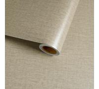 VaryFloral Taupe Linen Textured Self Adhesive Wallpaper 30cmx300cm Thickened Grasscloth Sticky Back Plastic for Furniture Cupboards Removable Washable Kitchen Worktop Vinyl Wrap