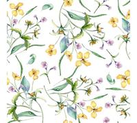 VaryFloral Yellow Morning Glory Floral Wallpaper 30.5cmx300cm Peel and Stick Wallpaper White Vinyl Wrap Waterproof Sticky Back Plastic Watercolor Self Adhesive Vinyl Roll Wall Stickers for Bedrooms