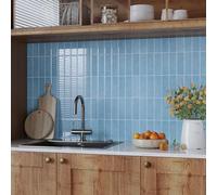 VaryPaper Blue Brick Effect 3D Tile Sticker 30.5cmx30.5cm 10 Pieces Peel and Stick Backsplash for Kitchen Stick on Bathroom Tiles Waterproof Self Adhesive Wall Tiles Toilet Fireplace Surround
