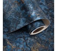 VaryPaper Blue Gold Marble Self Adhesive Wallpaper 40cmx200cm Matte Marble Sticky Back Plastic Counter Top Vinyl Covering Fablon for Kitchen Cupboard Bathroom Wallpaper Waterproof Furniture Wrap