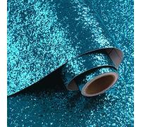 VaryPaper Blue Sequin Sparkle Wallpaper Self Adhesive Chunky Glitter Wallpaper 40cmx200cm Blue Glitter Sticky Back Plastic Furniture Wrap Stick on Wall Paper for Living Room Bedroom Holiday Decoration