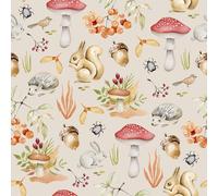 VaryPaper Cute Forest Animals Wallpaper Self Adhesive Mushroom Patterned Sticky Back Plastic 44.5cmx200cm Lining Paper for Shelf Drawers Kids Wallpaper for Bedroom Nursery Cupboards Furniture Wrap