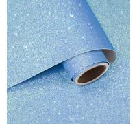 VaryPaper Dreamy Blue Glitter Self Adhesive Wallpaper 40cmx200cm Sparkly Iridescent Shimmer Contact Paper for Furniture Cupboards Shelf Liner Textured Fabric Wallpaper for Bedroom Thick Lining Paper