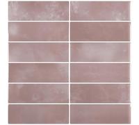 VaryPaper Dull Pink Brick Effect 3D Stickers - Self Adhesive Tiles 30.5cm x 30.5cm, 10 Pieces Peel and Stick Backsplash Tiles for Kitchen and Bathroom - Waterproof, Transfers