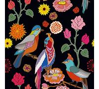 VaryPaper Floral Wallpaper Vinyl 44.5cmx800cm Colourful Flower Prints Bird Contact Paper Self Adhesive Kitchen Cupboard Stickers Waterproof Paste The Wall Wallpaper for Living Room Backdrop Shelves