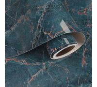 VaryPaper Glossy Blue Marble Wallpaper Self Adhesive Kitchen Worktop Covering 40cmx200cm Slate Marble Sticky Back Plastic Bathroom Wallpaper Waterproof Vinyl Wrap for Kitchen Cupboards Shelf Liner