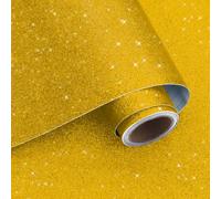 VaryPaper Gold Glitter Self Adhesive Wallpaper 40cmx200cm Glitter Fabric Contact Paper Sticky Back Plastic Gold Sparkle Wallpaper for Bathroom Hallway Cupboard Sticker Furniture Wrap Gift Wrapping