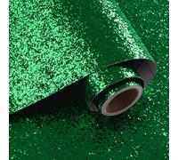 VaryPaper Green Chunky Glitter Wallpaper 40cmx200cm Peel and Stick Sequin Sparkle Wallpaper Green Contact Paper Sticky Back Plastic Art Deco Wallpaper for Living Roon Holiday Decor Furniture Wrap