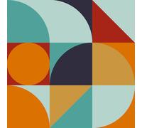 VaryPaper Green Orange Abstract Geometric Wallpaper Self Adhesive Geometric Contact Paper 44.5cmx800cm Patterned Sticky Back Wallpaper for Kids Bedroom Bathroom Waterproof Cabinet Cover Furniture Wrap