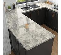 VaryPaper Grey Beige Marble Effect Peel and Stick Wallpaper 40cmx200cm Contact Paper for Kitchen Countertops Sticky Back Plastic Marble Vinyl Wrap for Furniture Worktop Vinyl Covering Cupboard Sticker