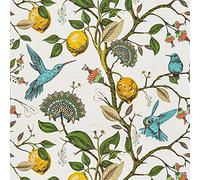 VaryPaper Lemon Wallpaper Blue Bird Floral Contact Paper Self Adhesive Botanical Wall Paper Green Leaf Art Deco for Living Room Modern Beige Furniture Vinyl Wrap Colourful Bedroom Ceiling 45cm×3m