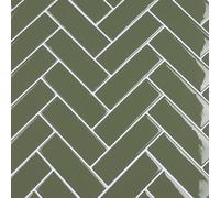VaryPaper Olive Green Chevron 3D Tile Stickers 30.5cmx30.5cm 10 Pieces Self Adhesive Backsplash for Kitchen Bathroom Wall Stickers Waterproof Green Stick on Tiles Kitchen Fireplace RV Sticky Tiles