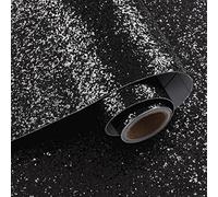 VaryPaper Peel and Stick Black Chunky Glitter Wallpaper 40cmx200cm Sequin Sparkle Contact Paper Black Sticky Back Plastic Furniture Wrap Thick Fabric Wallpaper for Living Room Bedroom Craft Projects