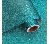 VaryPaper Peel and Stick Blue Glitter Wallpaper 40cmx800cm Glitter Sticky Back Plastic Vinyl Wrap for Furniture Glitter Stick on Wallpaper for Living Room Bedroom Blue Lining Paper for Wall Cabinets