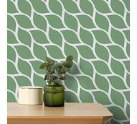 VaryPaper Peel and Stick Green White Geometric Wallpaper 44.5cmx200cm Leaf Patterned Sticky Back Plastic Modern Contact Paper for Furniture Paste The Wall Wallpaper for Living Room Bedroom