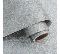 VaryPaper Peel and Stick Silver Glitter Wallpaper Glitter Contact Paper 40cmx200cm Thick Lining Paper for Wall Furniture Vinyl Wrap Sticky Back Wallpaper for Living Room Bedroom DIY Gift Wrapping