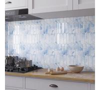 VaryPaper Peel and Stick Tiles Kitchen Blue Marble 3D Tile Sticker 30.5cmx30.5cm 20 Pieces Kitchen Wall Tiles Self Adhesive Backsplash for Kitchen Stick on Bathroom Tiles Waterproof Toilet Tiles