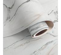VaryPaper Peel and Stick White Pink Marble Effect Wallpaper 40cmx200cm Sticky Back Plastic Marble Contact Paper for Kitchen Countertops White Marble Vinyl Wrap for Furniture Worktop Vinyl Covering