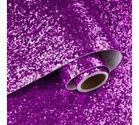 VaryPaper Purple Chunky Glitter Wallpaper Self Adhesive Sequin Sparkle Lining Paper 40cmx200cm Sticky Back Plastic Bright Wallpaper for Bedroom Hallway Cupboard Vinyl Wrap Gift Wrapping Party Decor