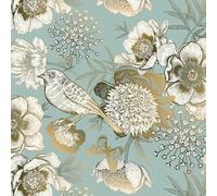 VaryPaper Retro Bird Wallpaper Self Adhesive Golden Flower Contact Paper 44.5cmx800cm Floral Wallpaper for Living Room Hallway Patterned Sticky Back Plastic Thick Lining Paper Cupboards Furniture Wrap