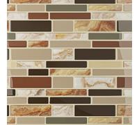VaryPaper Retro Brick Effect Tile Stickers Self Adhesive Tiles 30.5cmx30.5cm 10 Pieces 3D Bathroom Wall Stickers Waterproof Peel and Stick Backsplash Tiles Stick on Kitchen Tiles for Bathroom Walls
