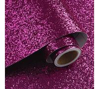 VaryPaper Rose Red Chunky Glitter Wallpaper 40cmx800cm Self Adhesive Sequin Glitter Fabric Contact Paper Thick Lining Paper for Wall Girl Bedroom Wallpaper Living Room Cupboard Vinyl Wrap Crafts