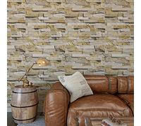 VaryPaper Self Adhesive 3D Brick Effect Wallpaper 40cmx200cm Slate Stone Effect Contact Paper for Kitchen Countetops Sticky Back Plastic Washable Kitchen Wallpaper for Living Room Hallway Backsplash
