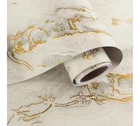 VaryPaper Self Adhesive Beige Gold Marble Effect Wallpaper 40cmx200cm Matte Marble Contact Paper for Kitchen Countertops Washable Kitchen Wallpaper Thick Lining Paper for Wall Worktop Vinyl Covering