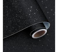 VaryPaper Self Adhesive Black Glitter Wallpaper 40cmx200cm Removable Sequin Sparkle Contact Paper for Furniture Sticky Back Plastic Black Wallpaper for Bedroom Hallway Cupboard Vinyl Wrap Shelf Liner