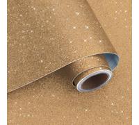 VaryPaper Self Adhesive Champagne Glitter Wallpaper 40cmx200cm Thick Glitter Lining Paper Sticky Back Plastic Bright Wallpaper for Living Room Bedroom Furniture Wrap Adhesive Shelf Liner Craft Project