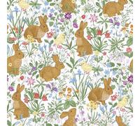 VaryPaper Self Adhesive Floral Wallpaper Brown Rabbit Patterned Contact Paper 44.5cmx200cm Flower Sticky Back Plastic Vinyl Wrap for Furniture Cupboards Shelves Living Room Kids Wallpaper Lining Paper