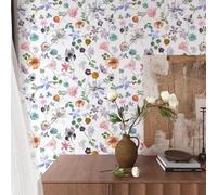 VaryPaper Self Adhesive Floral Wallpaper Elegant Flower Contact Paper 44.5cmx200cm White Sticky Back Plastic Lining Paper for Wall Living Room Girl Bedroom Vinyl Wrap for Furniture Cupboards Shelves