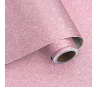 VaryPaper Self Adhesive Pink Glitter Wallpaper 40cmx800cm Removable Glitter Fabric Contact Paper Sticky Back Plastic Girls Wallpaper for Bedroom Living Room Thick Lining Paper Cupboard Furniture Wrap