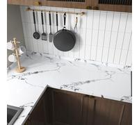 VaryPaper Self Adhesive White Grey Marble Wallpaper 40cmx200cm Marble Sticky Back Plastic Kitchen Worktop Covering Bathroom Wallpaper Waterproof Adhesive Table Cover Shelf Liner Cupboard Vinyl Wrap