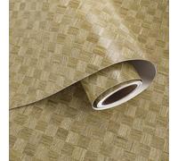 VaryPaper Tan Brown Faux Grasscloth Peel and Stick Wallpaper 40cmx200cm Faux Rattan Weave Look Contact Paper Sticky Back Plastic Textured Wallpaper for Living Room Bathroom Cupboard Vinyl Wrap Shleves