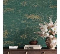 VaryPaper Teal Gold Metallic Wallpaper Self Adhesive Cement Contact Paper 40cmx200cm Emerald Green Sticky Plastic Concrete Wallpaper for Hallway Bathroom Kitchen Vinyl Wrap for Worktop Cupboards