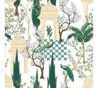VaryPaper Tropical Paradise Garden Peacock Wallpaper Self Adhesive Floral Wallpaper 44.5cmx200cm Sticky Back Plastic Lining Paper for Wall Living Room Bathroom Vinyl Wrap for Furniture Cupboards Shelf