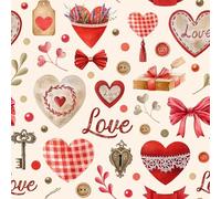 VaryPaper Vintage Romantic Style Self Adhesive Beige Wallpaper Heart-Shaped Patterned Sticky Back Plastic 44.5cmx200cm Girls Wallpaper for Bedroom Hallway Cupboards Shelf Liner Gift Wrapping Crafts