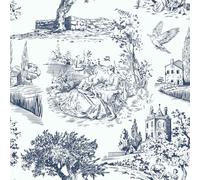 VaryPaper White and Blue Sketch French Country Self Adhesive Wallpaper 44.5cmx200cm White Sticky Back Plastic Bedroom Hallway Wallpaper Sticky Vinyl Wrap for Furniture Cabinet Shelf Liner Wall Mural