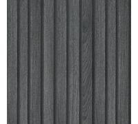 VaryPaper Wood Effect Vinyl Self Adhesive Black Wood Panel Wallpaper 40cmx800cm Wooden Effect Sticky Back Plastic 3D Wooden Slat Wallpaper for Living Room Hallway Cupboard Vinyl Wrap Furniture Wrap